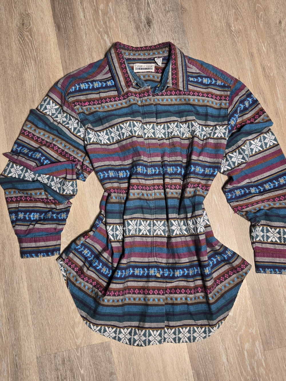 Aztec Western BOHO Button-Up Shirt Cabin Creek Women Size 20 XL-XXL